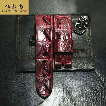 

New Custom Crocodile Back Bone Skin Watch Band Women Strap Handmade Alligator Watchbands 20MM 22MM 24MM Genuine Leather Belt 19