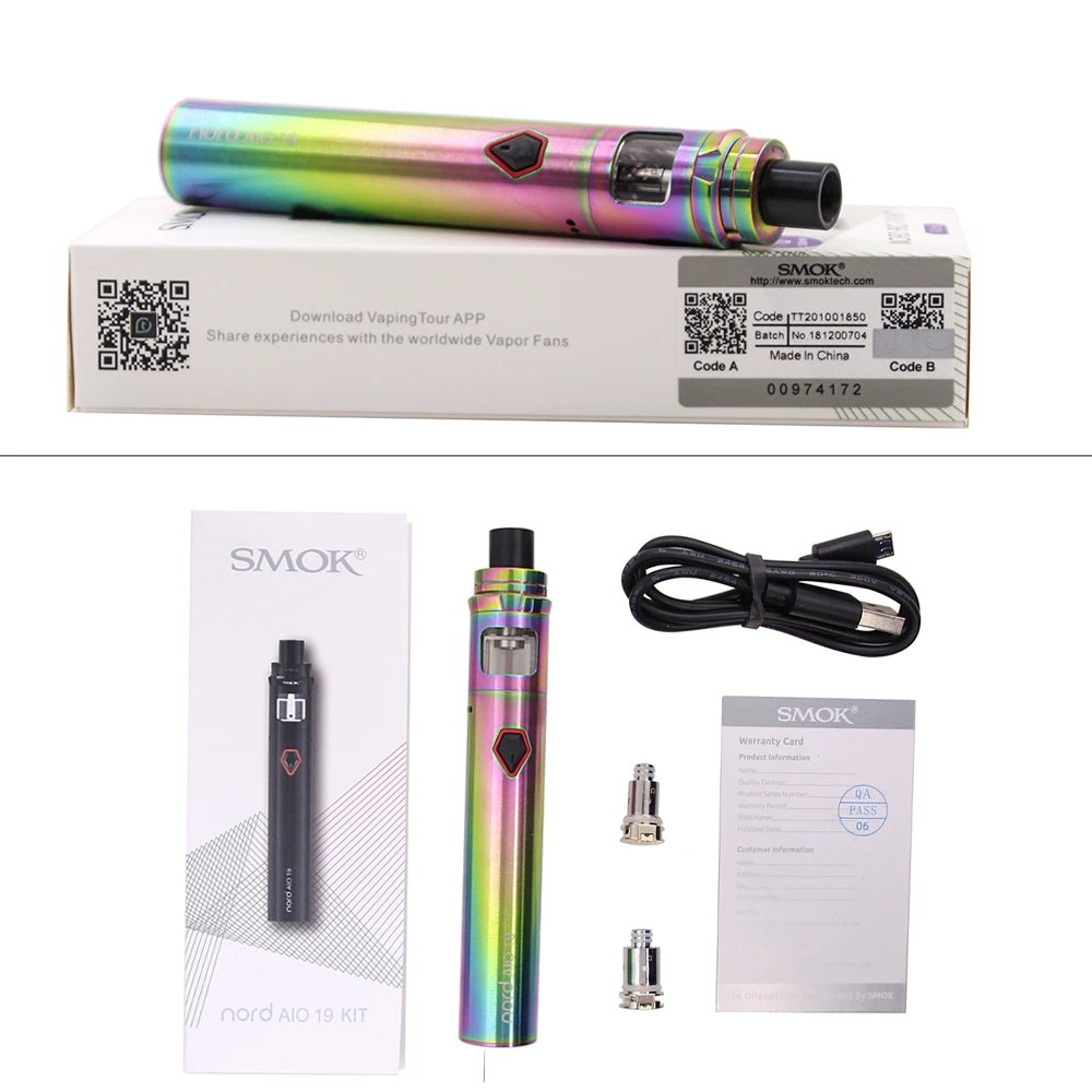 Оригинальный набор SMOK Nord AIO 19 электронная сигарета с испарителем 1300 мАч сетчатые