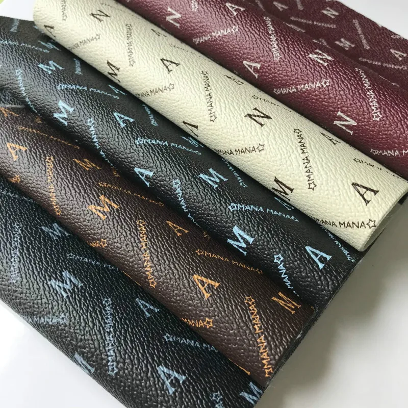 

1 Yard Letter Printed Synthetic PVC Leather Fabric DIY Sewing Material Faux Artificial Synthetic Pvc Leather Fabric For Purse