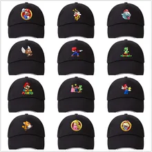 Супер Марио хлопчатобумажные кепки с прямым козырьком, кепки, головной убор в хип-хоп стиле персик Bowser жаба Косплей уличные кепки Регулируемый Шляпа Кепка с козырьком для мужчин и женщин