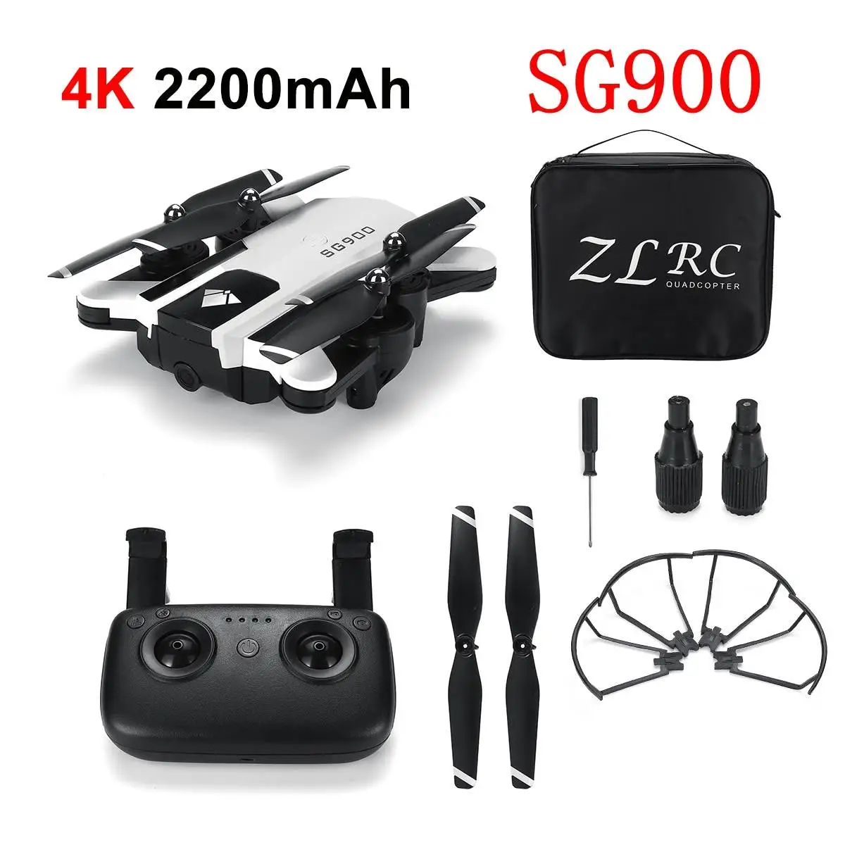 SG900S Ультра HD 1080P складной 4K gps RC Дрон Wifi FPV широкоугольная камера долгий срок службы батареи камера дроны gps камера - Цвет: white 2200mah 4k bag