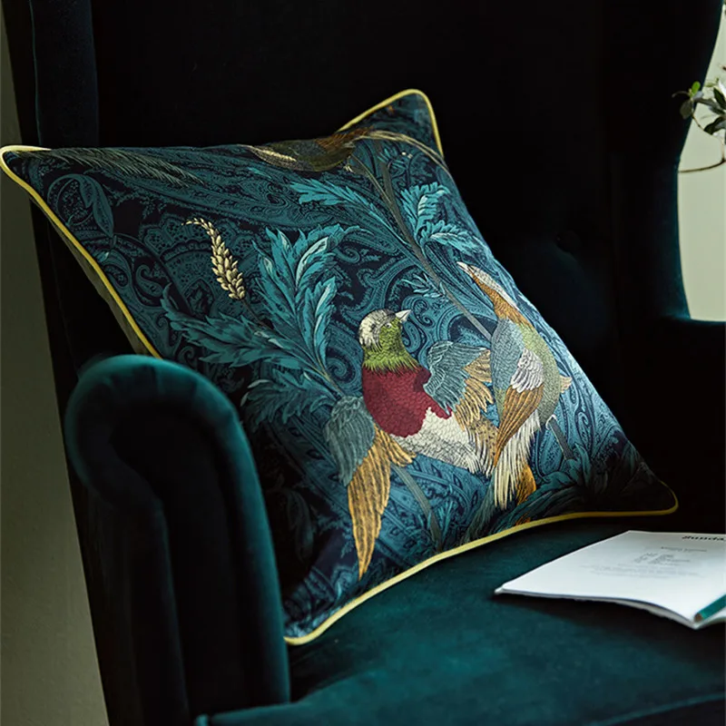 

45x45/50x50cm luxury nightingale precision printed pillowcase bedside backrest cushion cover decorative pillow case