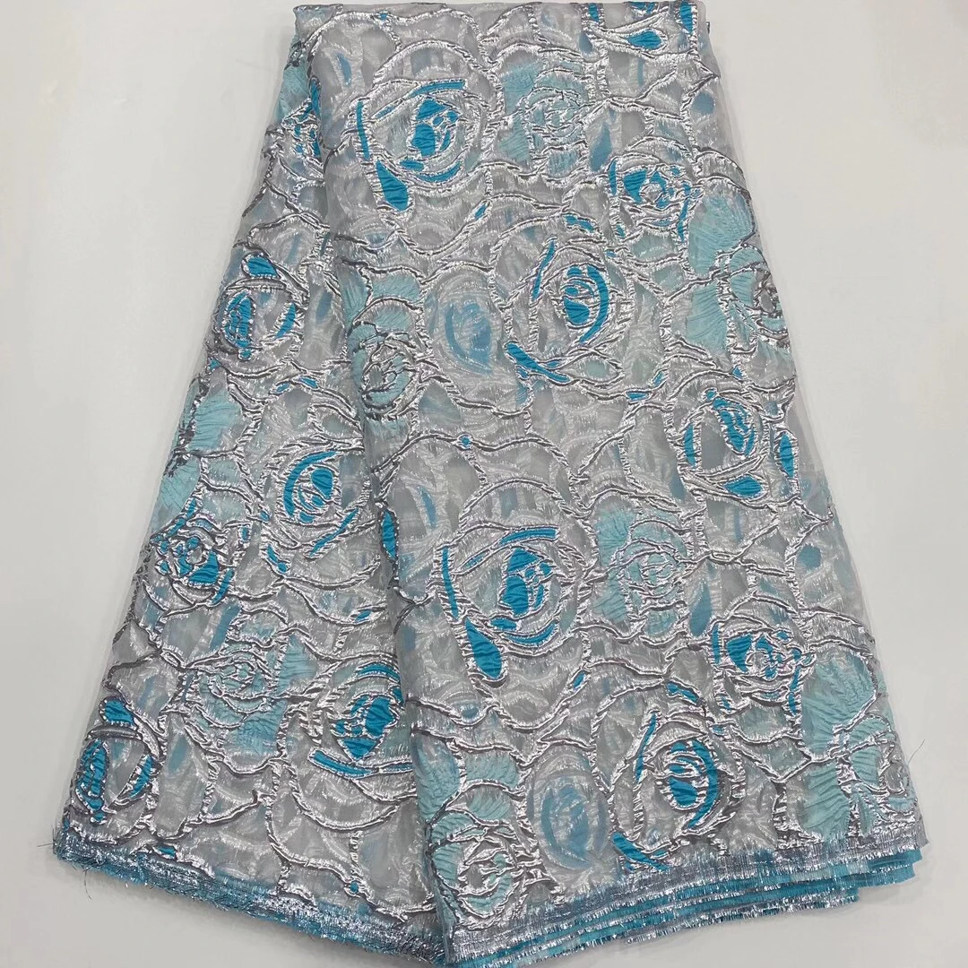 2020 Latest Beautiful brocade jacquard lace fabric Gold New designs  African Nigerian French Lace for wedding Dress LJK20108