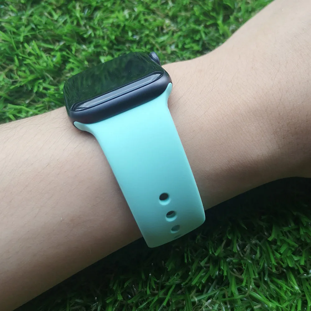 Силиконовый ремешок для Apple Watch, ремешок 40 мм, 44 мм, серия 5, 4, резиновый спортивный браслет, ремешок для Apple watch 38 мм, 42 мм, серия 3, 2, 1