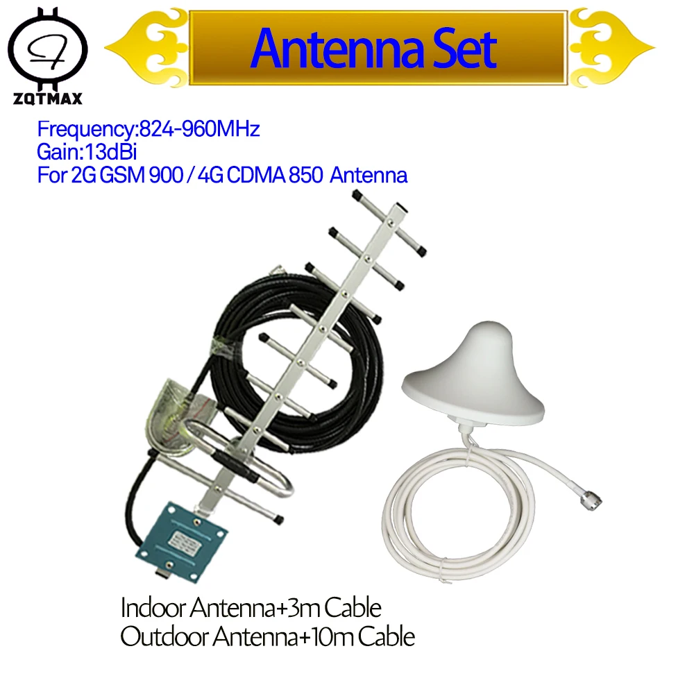 ZQTMAX телевизионные антенны Яги + всенаправленная антенна для 2 г усилитель сигнала GSM 900 МГц и 4 cdma Ретранслятор 850 МГц, мощность 13db и 13 м кабель