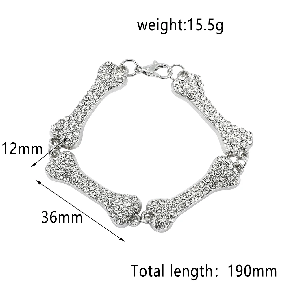 2022 Bone Necklace Iced Out Crystal Choker Necklaces Hip Hop Bone Element Clavicle Chain Men's Women's Gothic Party Jewelry 