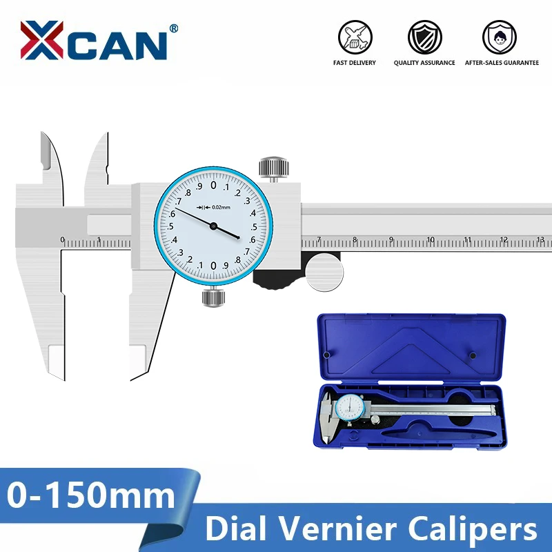 XCAN Dial Indicator 0 150mm Vernier Calipers Stainless Steel Dial Gauge
