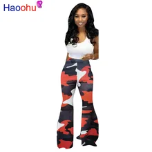 

Style Camouflage Boot Cut Pant High Waist Slim Women Pants 2019 Autumn Fashion Street Hipster Personality Cool Outfits
