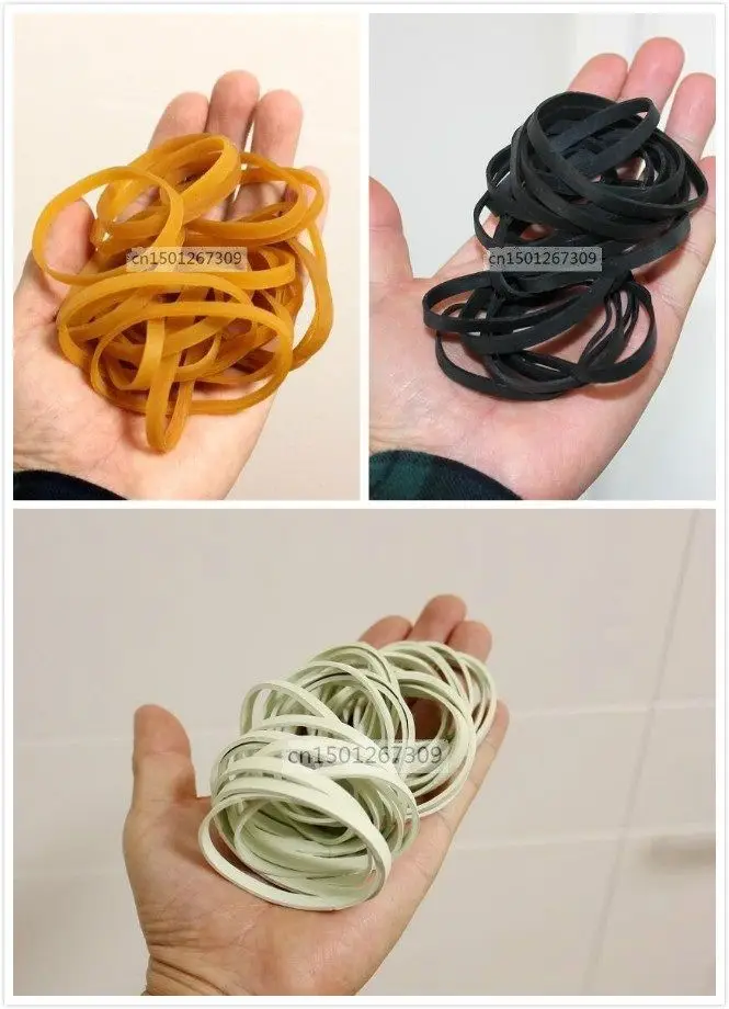 

30 Brown White Black Elastic Width 5mm Rubber Bands For Packing Postal Packaging - Diameter 50mm