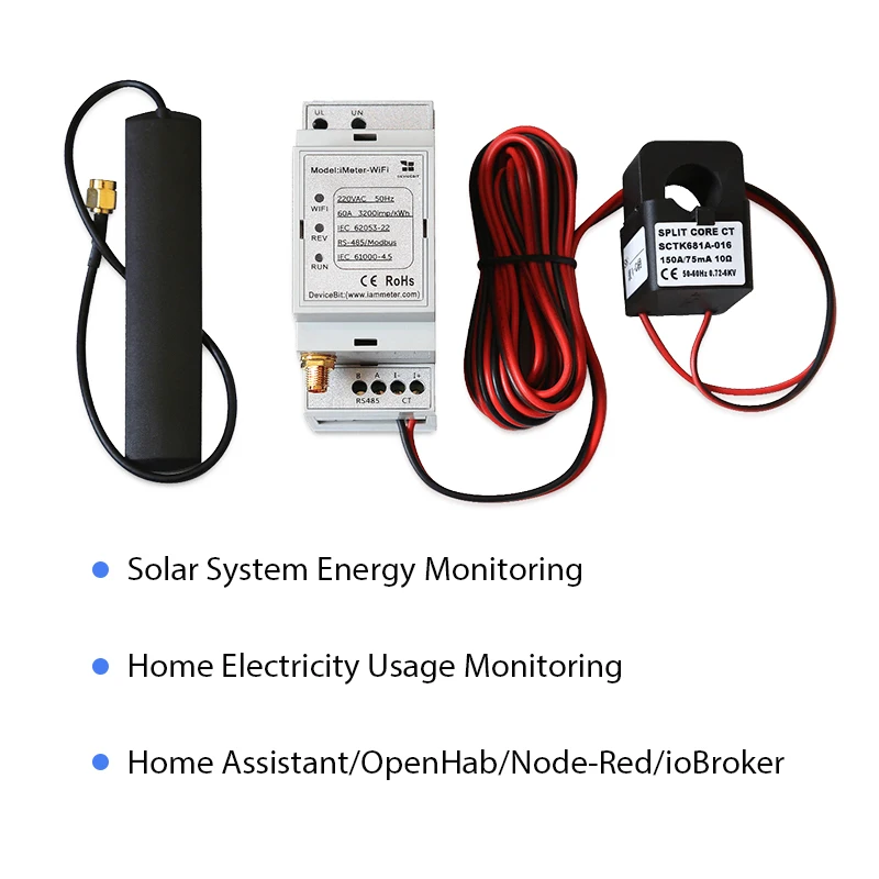 US $80.00 Bi Directional Single Phase Wifi Energy Meter150adin Rail Home Assistantopenhabmonitor Solar Pv Systemcercm Compliance