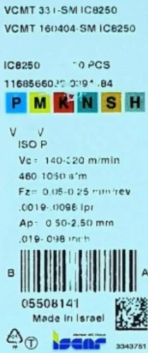 ISCAR 10 шт. карбидные вставки VCMT160404-SM IC8250