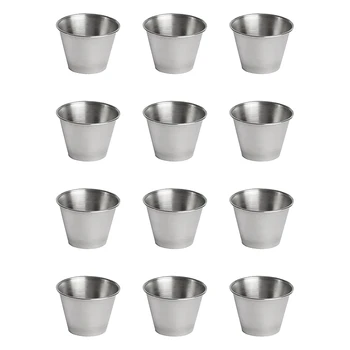 

12 Pack Stainless Steel Condiment Sauce Cups,Commercial Grade Dipping Sauce Cups,Ramekin Condiment Cups Portion Cups