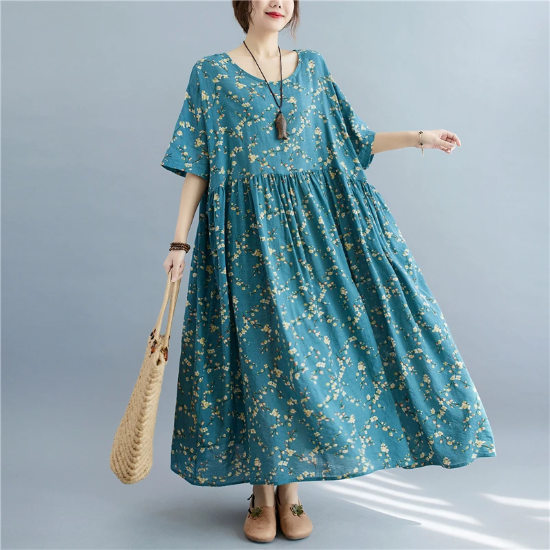 One Piece Summer Dress Women Long Sundress Vintage Loose Large Size ...