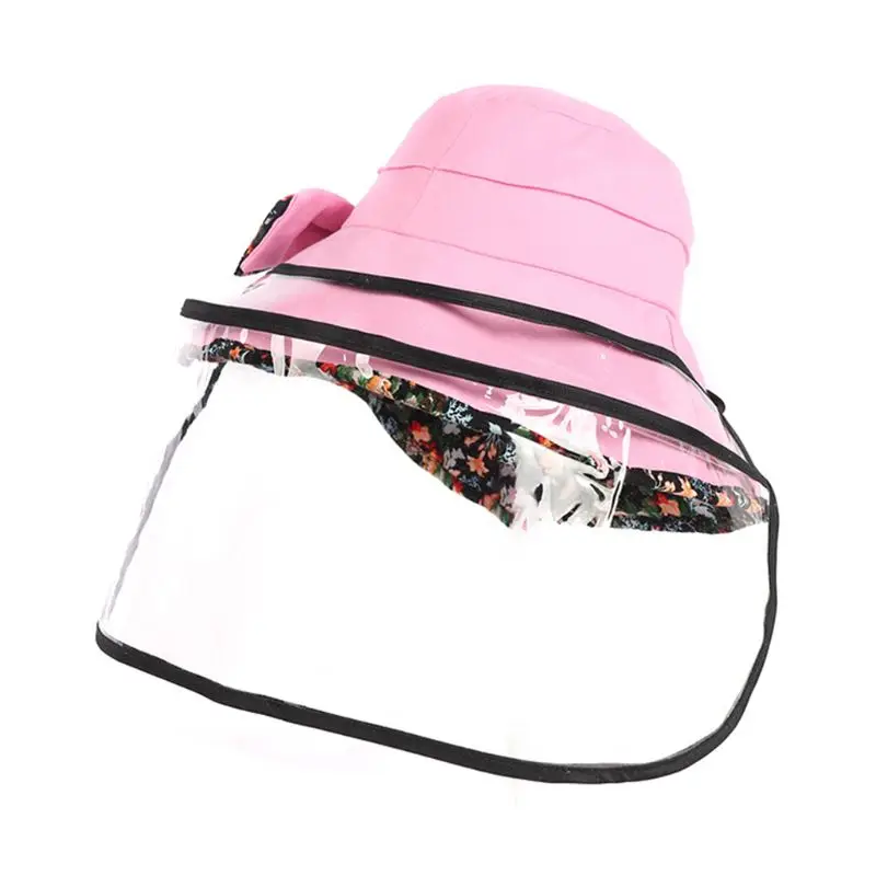 ladies bucket hat splash Dustproof Fisherman Cap with Removable Transparent Protector Bucket Hat Windproof Protective Cover pink fur bucket hat