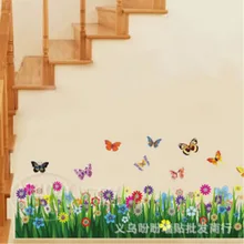 [Предприятие Центральной покупки] удалите настенные наклейки Бабочка цветы Гостиная Спальня плинтус настенные наклейки бумага