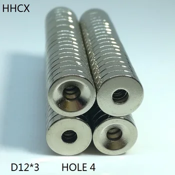 

100pcs/LOT Disk magnet 12x3 Hole 4 N35 Strong D Countersunk NdFeB magnet 12*3 Permanent magnet for speaker