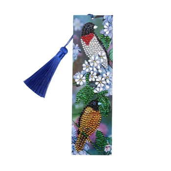 

5D DIY Special Shaped Diamond Painting Bookmark Leather Tassel Bookmark Diamond Embroidery Craft Book Marks