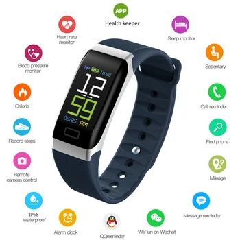 

2020 Men's Smart Bracelet Sleep Blood Pressure Heart Rate Health Monitor Alarm Clock IP68Waterproof Men Women Sport Smart Watch