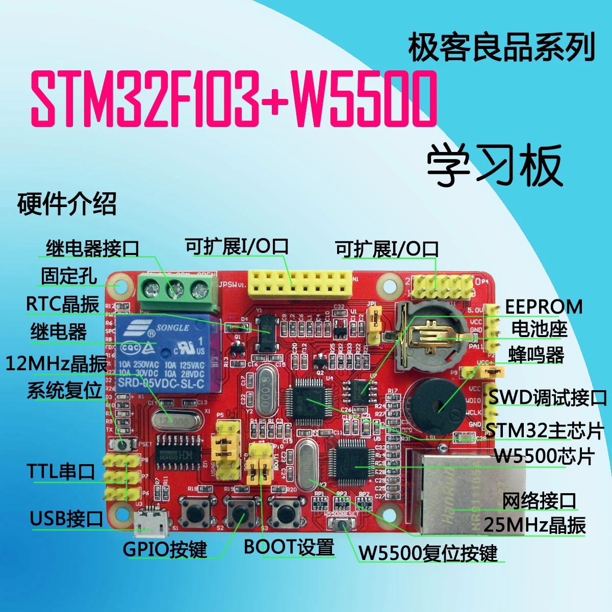 Stm32f103c8t6+ W5500 доска для обучения, оценочная плата для записи, артефакт Stm32
