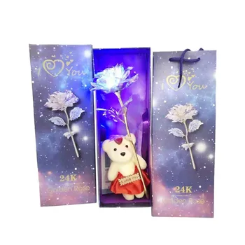 

24K Foil Gold Rose With Photo frame Valentine's Day Gift Simulation Love Base Lasts Forever Love Wedding Decor Gift For Girls