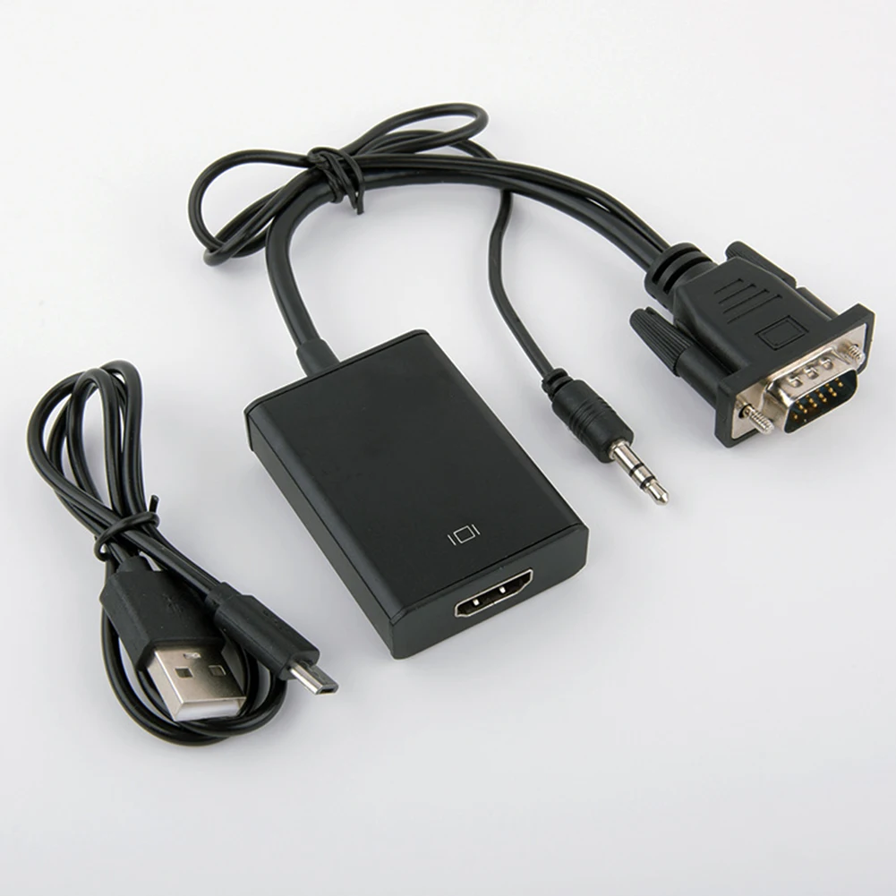 1080P USB питания VGA мужчина к HDMI Женский Аудио Видео кабель конвертер адаптер