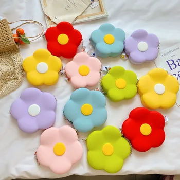 

New Style Soft Silicone Women's Bag 2020 INS Cute Flower Pattern Shoulder Bags All-match Female Crossbody Bags Ribbon Handbags