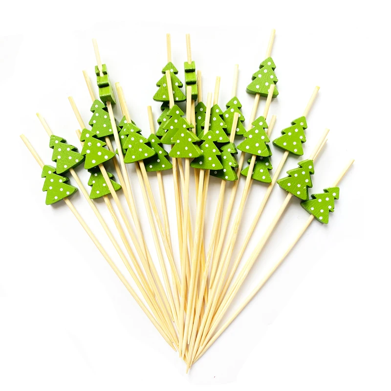 100Pcs Christmas Bamboo Red Green White Fruits Picks Skewers for Fruit Sandwiches Cocktails Sticks Home Party Decorations | Дом и сад