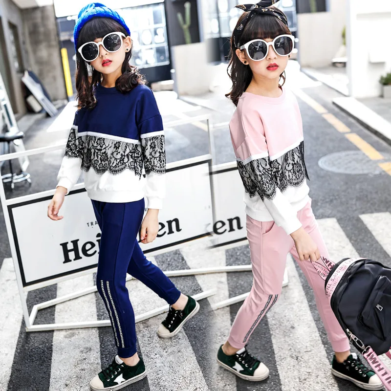 

Set New Style Girls 2018 Autumn Clothing Childrenswear Cartoon Animation Children Sports Girls B Class Two-Piece Set Young STUDE