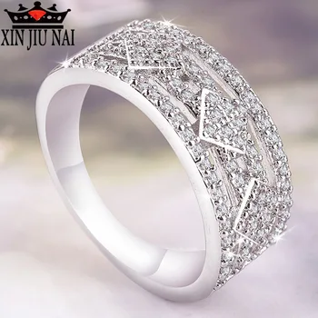 

Rhod classic diamond hollow design jewelry micro-paved zircon gemstone CZ women's ring fashion exquisite gift Engagement