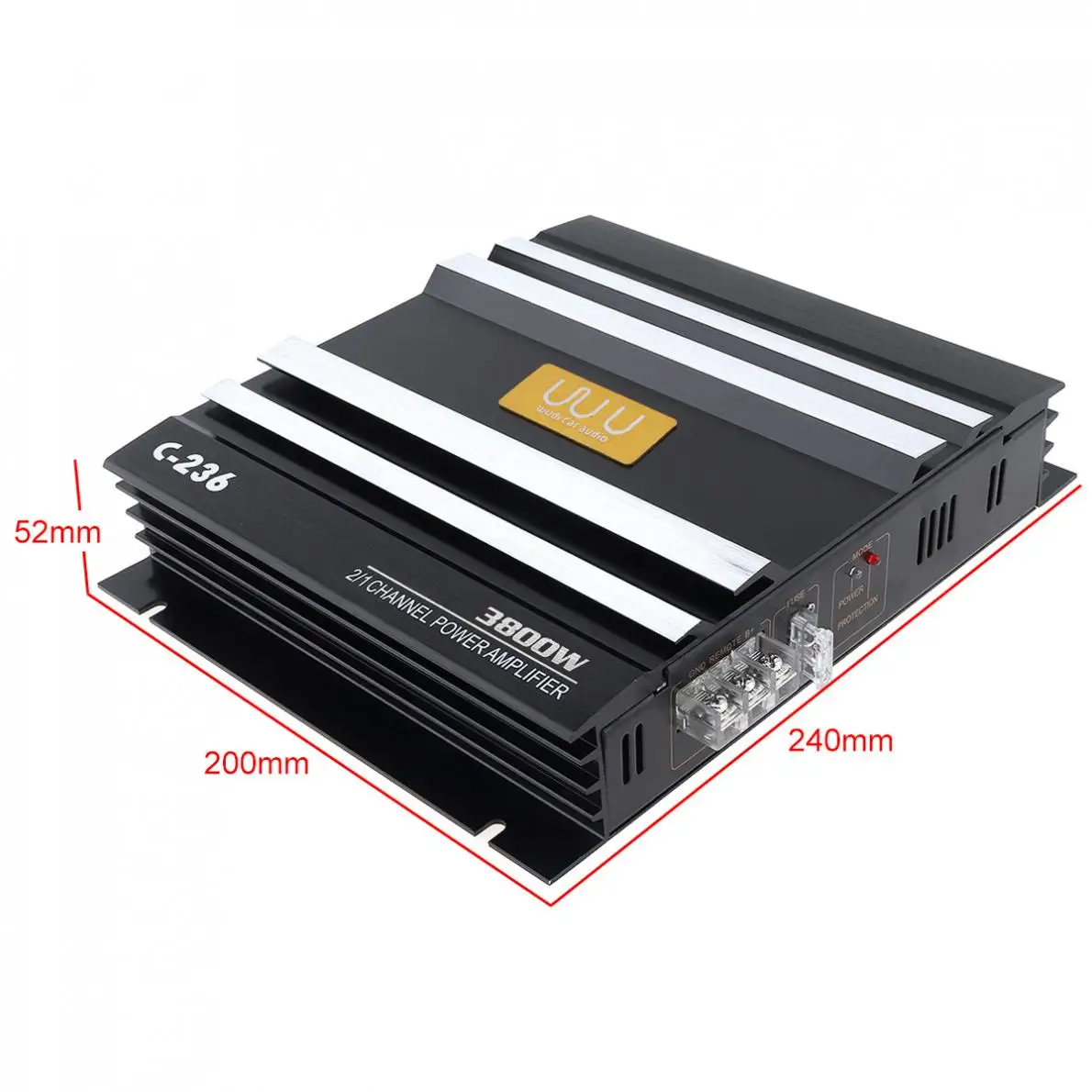 3800W Car Sound Amplifier Stereo Class AB Digital 2 Channel 12V Black Aluminum Alloy High Power Amplifier Board Audio for Cars