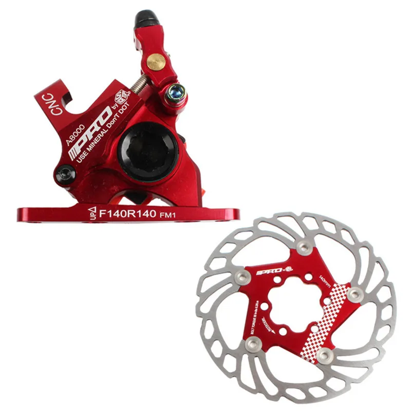 front and Disc Red LllPRO шоссейный велосипед тяга масляный тормоз алюминиевый сплав CNC обработка двусторонний тормозной зажим плюс 140 мм диск - Цвет: front and Disc Red