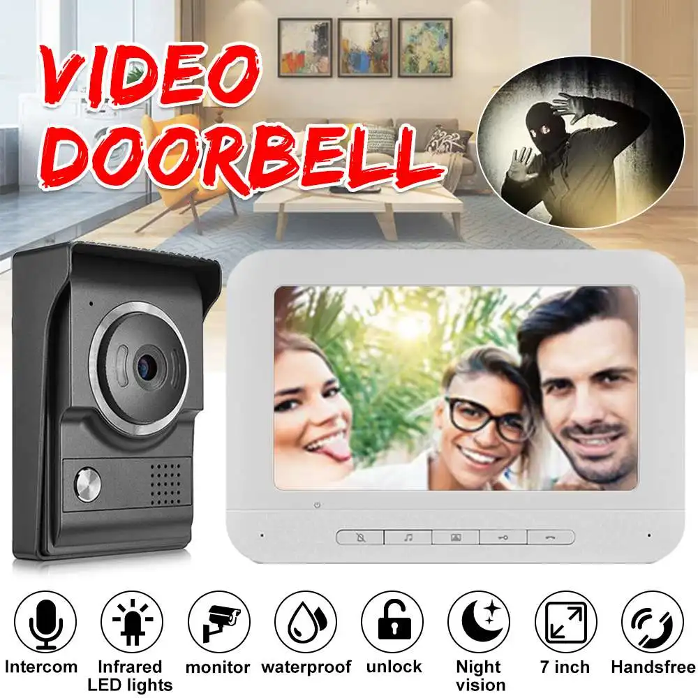 

LCD 7 inch Monitor Waterproof Outdoor Door Bell Camera Video Doorbell Night Vision Intercom Smart Doorbells Home Security