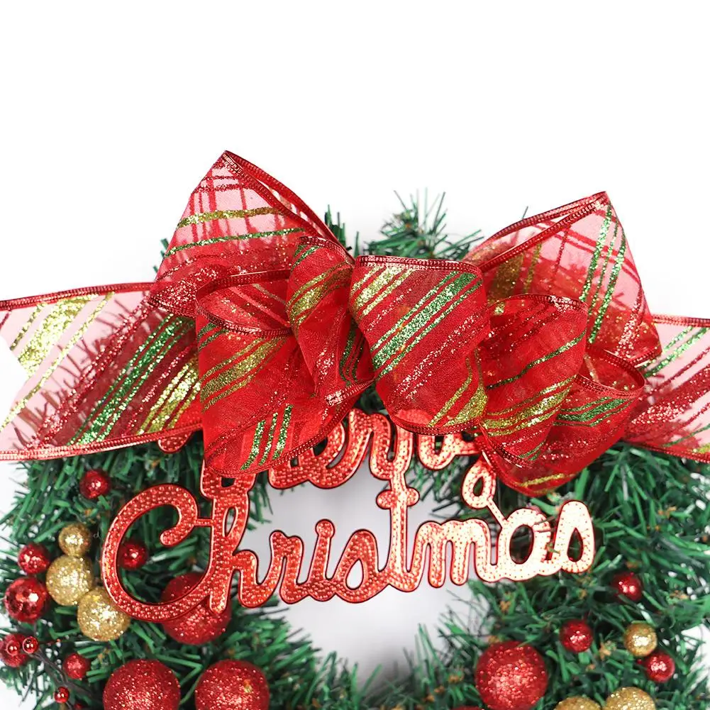 Christmas Wreath Christmas Home Decorations Red Gradient Wreath With Balls Festival Party Decorations