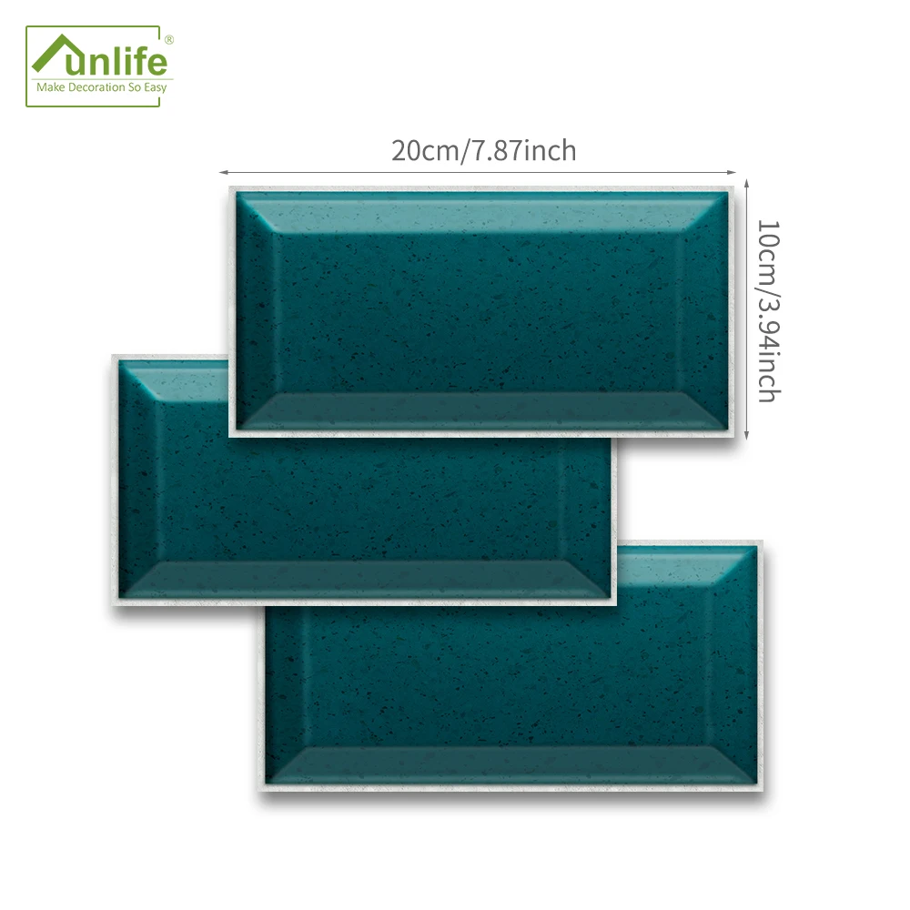 Funlife оригинальные экологически чистые водонепроницаемые ПВХ 20x10 см x 9 шт. бирюзовые терраццо самоклеящиеся наклейки для дома и магазина