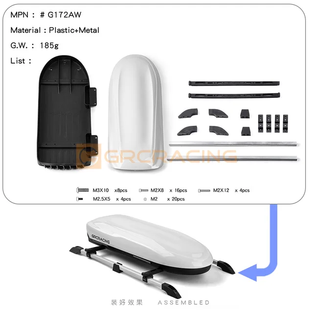 GRC Parts Roof Rack with Mounting Bracket for 1/10 1/8 RC Electric Remote Control Model Car Crawler SCX10 90046 TRX4 TANK300