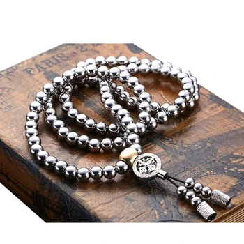 

Buddha Beads Necklace Portable Self Defense Outdoor Stainless Steel Gift Jewelry Prayer Arts Weapon Car Interior Bracelet Casual