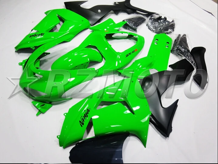 4 бесплатных подарка Лидер продаж ABS полный обтекатель комплект подходит для Kawasaki Ninja ZX-10R ZX10R 2006 2007 06 07 обтекатели набор зеленый свет