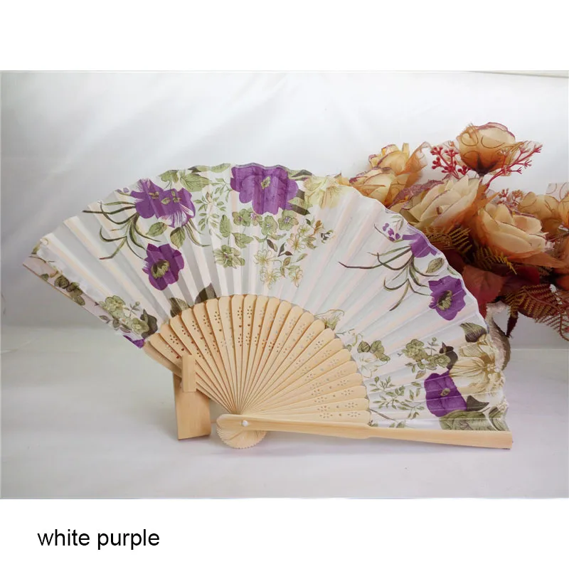white purple Японский стиль, фестиваль, Декор, китайский бамбук, вентиляторы, Классическая античная Летняя Одежда для танцев, вечеринки, свадьбы, декоративные веера - Цвет: white purple