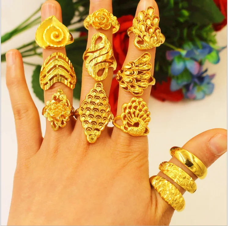 Новое Африканское Свадебное женское кольцо вьетнамское песочное Золото