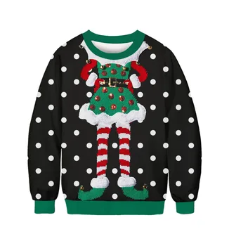 

[Christmas hot money] 2019 clown Christmas tree shape 3D digital printing couple models round neck