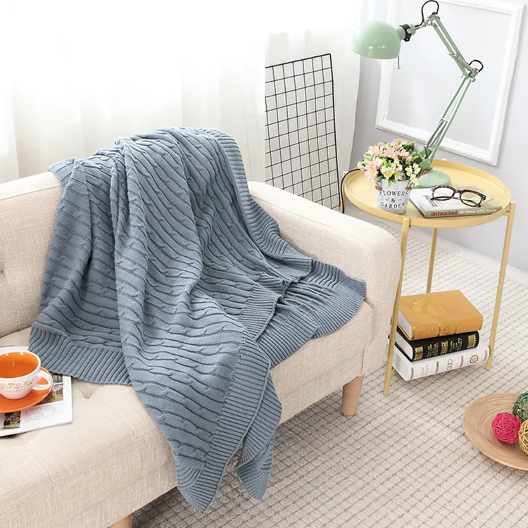 Мягкое вязаное одеяло ручной работы из хлопка, однотонное вязаное одеяло в клетку, одеяло для дивана, телевизора, теплое покрывало для дивана, кровати, 3 размера