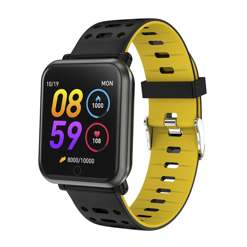 Yellow silicone Reloj Mujer Смарт часы с измерением давления шагомер водонепроницаемый для бега, фитнеса браслет человек фитнес трекер часы Спорт - Цвет: Yellow silicone