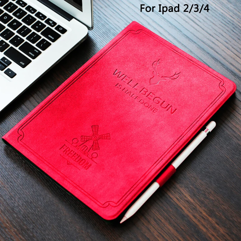 Из искусственной кожи Подставка для планшета умный защитный чехол для Apple iPad 2/3/4 Авто Режим сна/Пробуждение чехол подходит для iPad 2/3/4 - Цвет: Plum with Pen Set