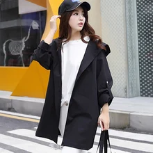 Женское осеннее пальто с капюшоном, Свободное пальто средней длины в консервативном стиле, весенний Тренч, пальто SAL99