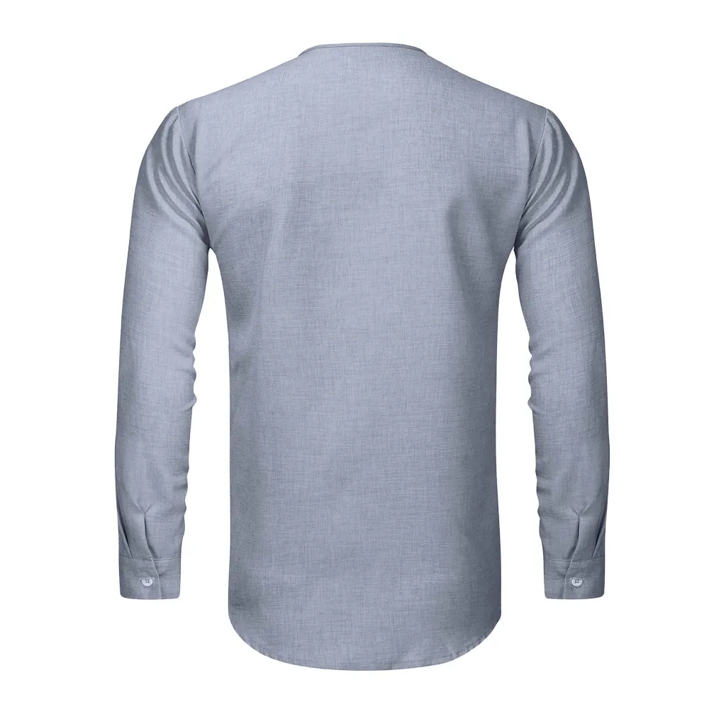 Feitong мужские рубашки slim fit с длинным рукавом драйвер чистого цвета футболки с круглым воротником с длинным рукавом модная Повседневная рубашка блузка# g45