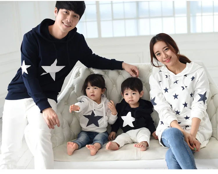 christmas family matching autumn and winter cotton star hoodie Christmas mother and daughter clothes matching family clothing