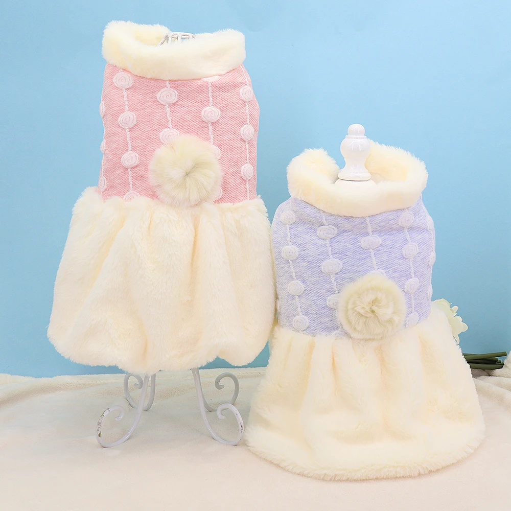 Cute Pet Clothes for Small Dogs Warm Fur Dog Cat Coat Chihuahua Cat Clothes Puppy Coat Girl Dog Clothing ropa perro XS