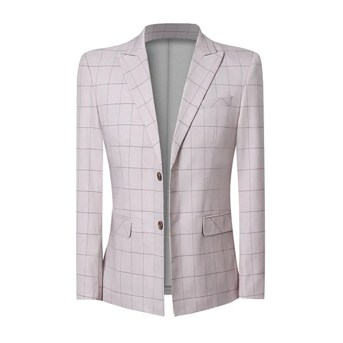 Серый мужской клетчатый пиджак, Модный деловой повседневный мужской пиджак, размер S-5XL, свадебные вечерние пиджаки - Цвет: Light yellow