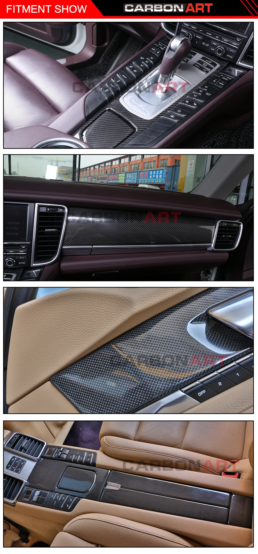 Внутренняя отделка из настоящего углеродного волокна для Porsche Panamera 970 Dash Kit, Крышка центральной консоли, дверная ручка, накладка на приборную панель
