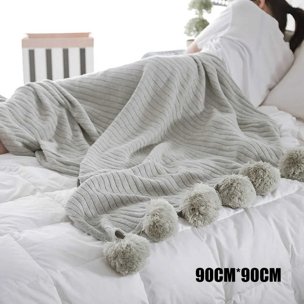 Soft Cotton Blanket Adorable Hair Ball Blanket Home Bedroom Knitted Blankets DEC889